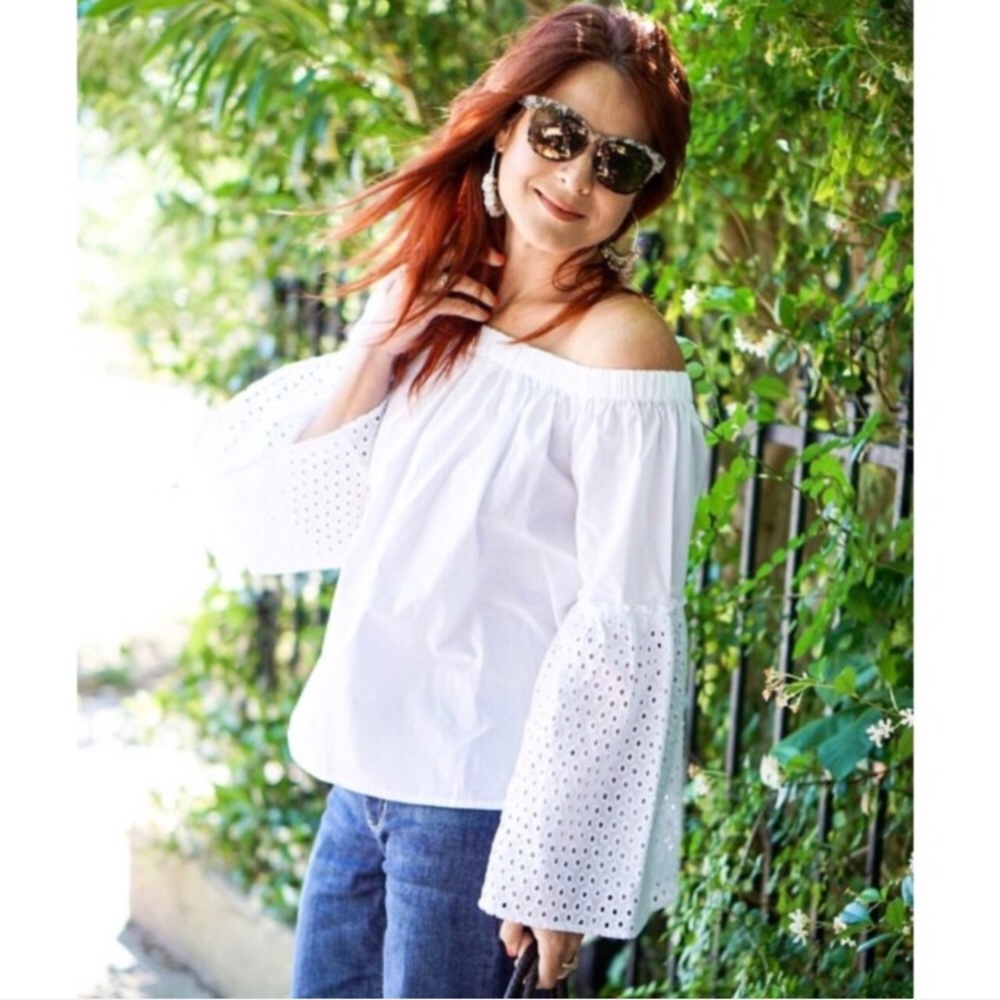 Who What Wear Off-the-Shoulder Bell-Sleeve Top M